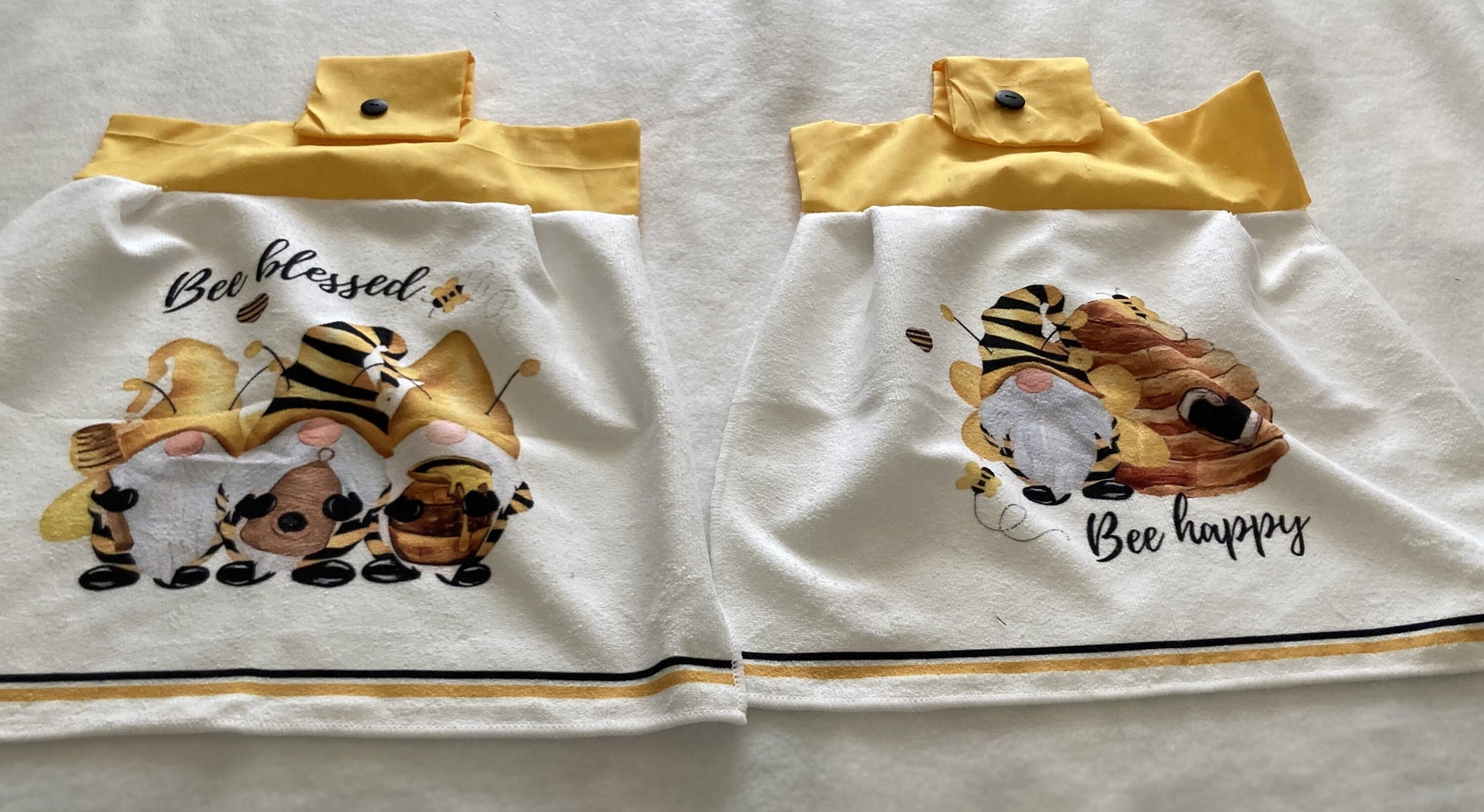 Bee Happy. Bee Blessed. Hanging towels.