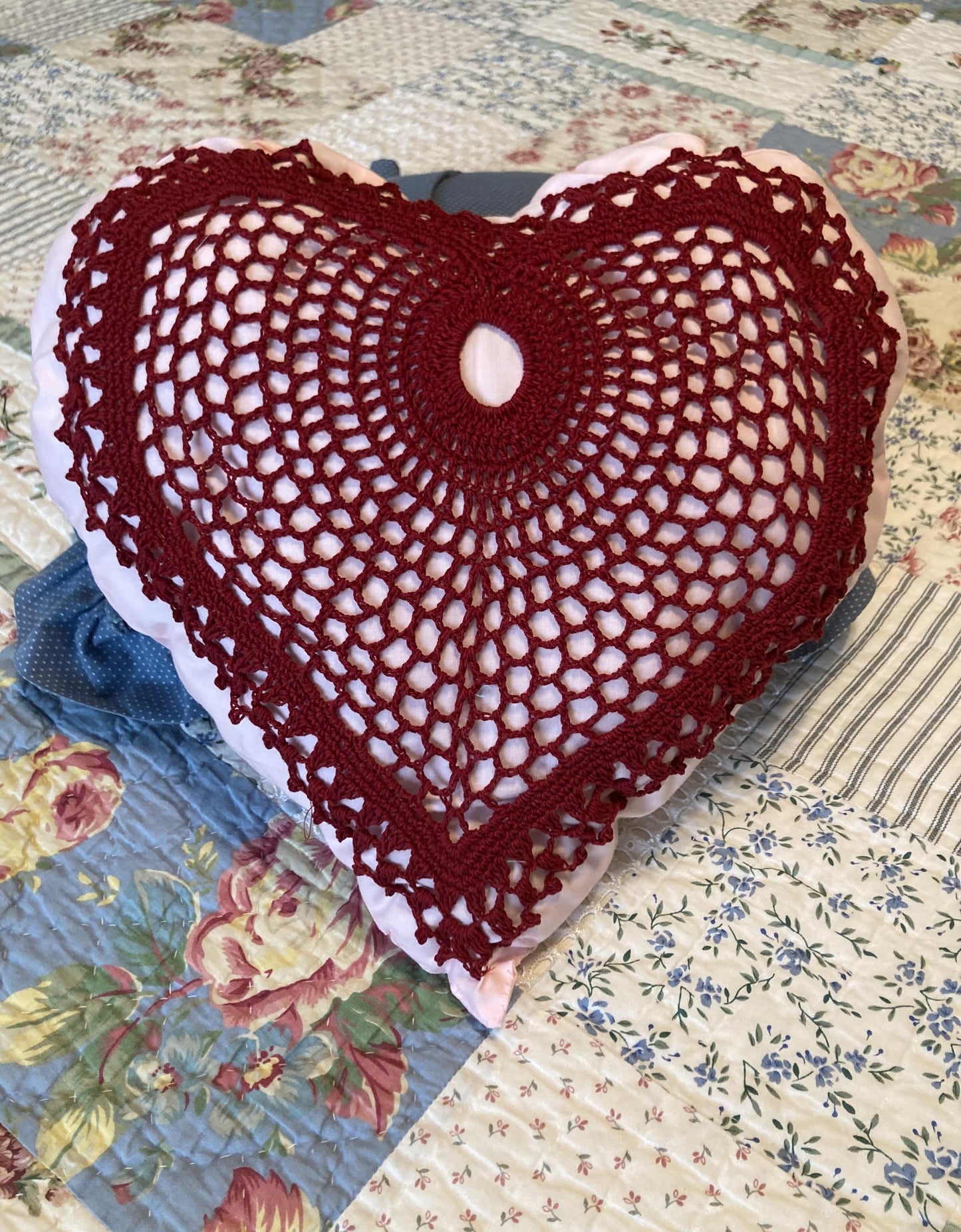 HEART PILLOWS in pink or purple fabric for Valentine's Day