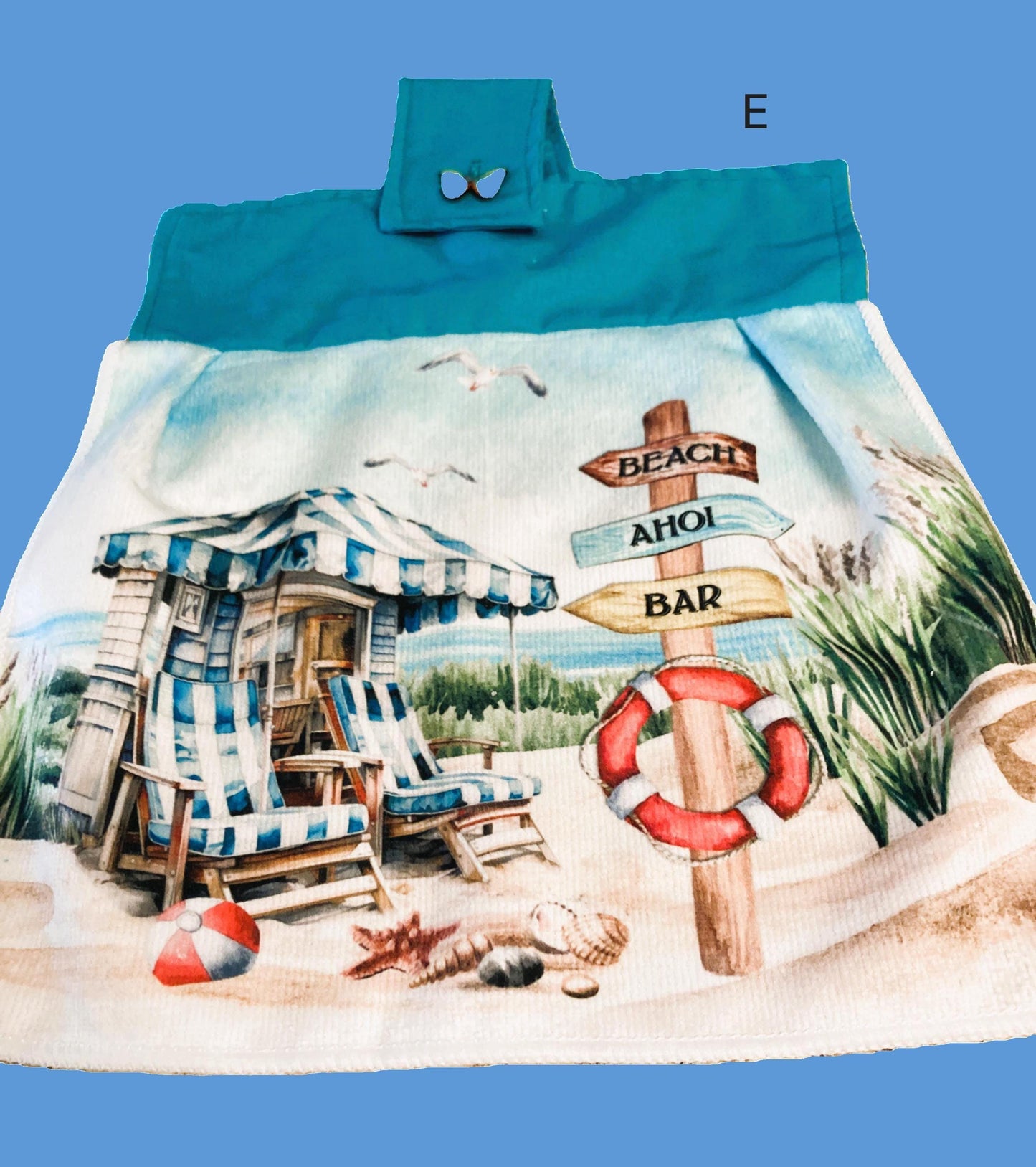HELLO SUMMER! at the beach or ocean hanging towels