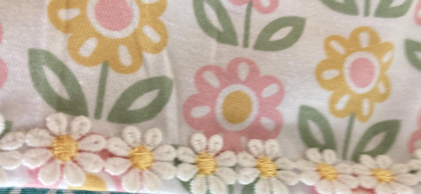Girls' Knit Dress: Butterfly Print, Ribbon Straps (Size 6-8)