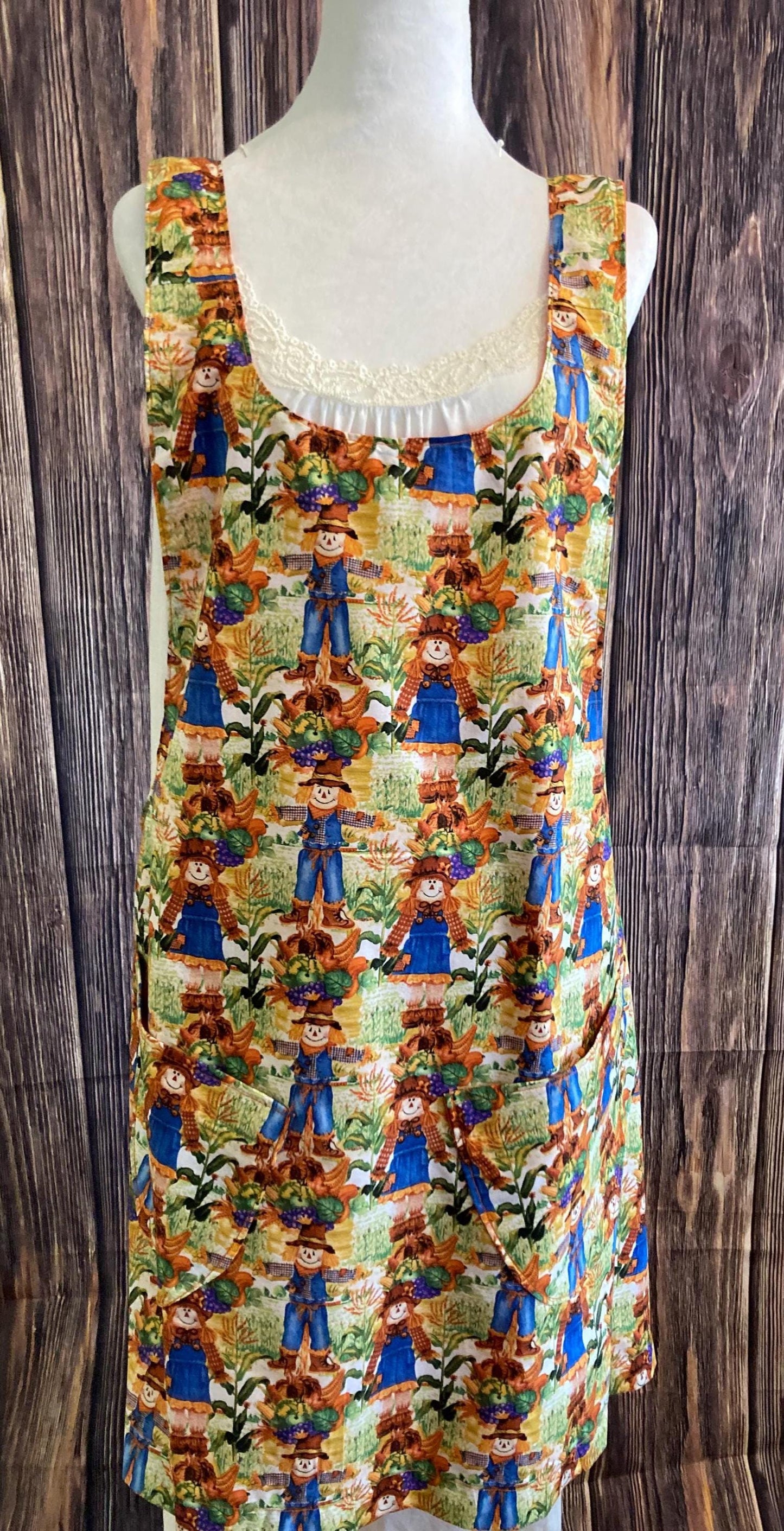 MR., MRS. SCARECROW with Harvest Flora on a Reversible Cross back Arpon