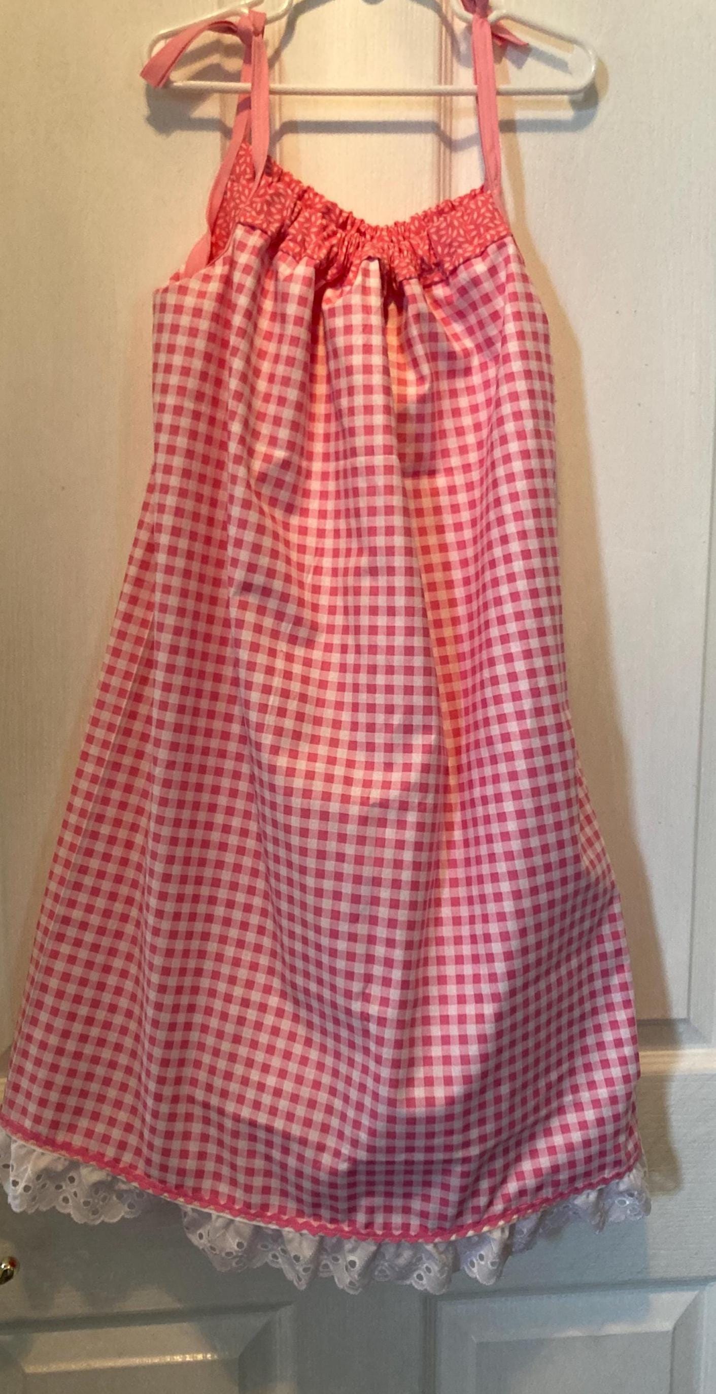 PINK GINGHAM REVERSIBLE Pillowcase Dress for girls