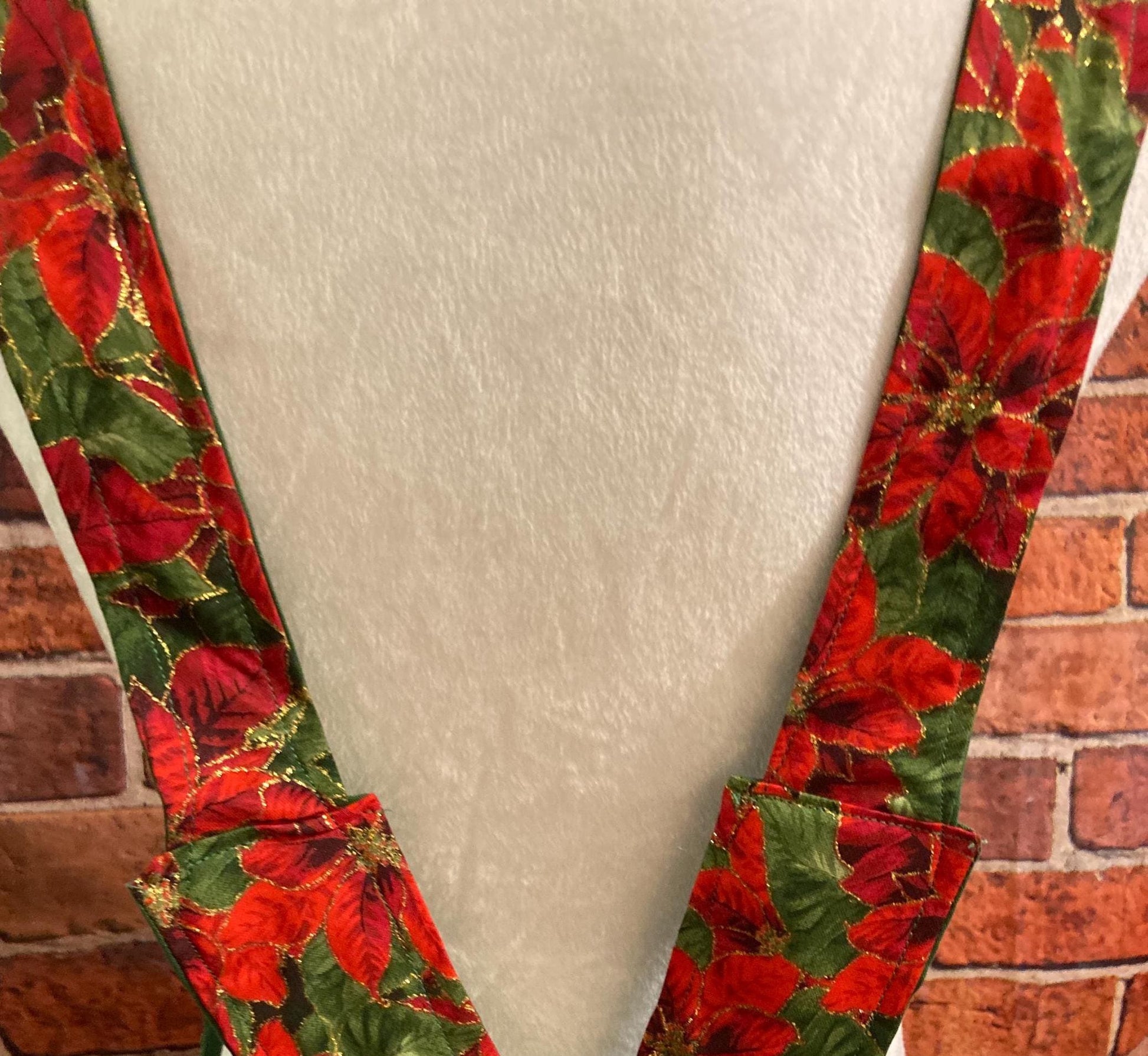 RED GLITTER POINSETTIAS Reversible Cross Back Apron