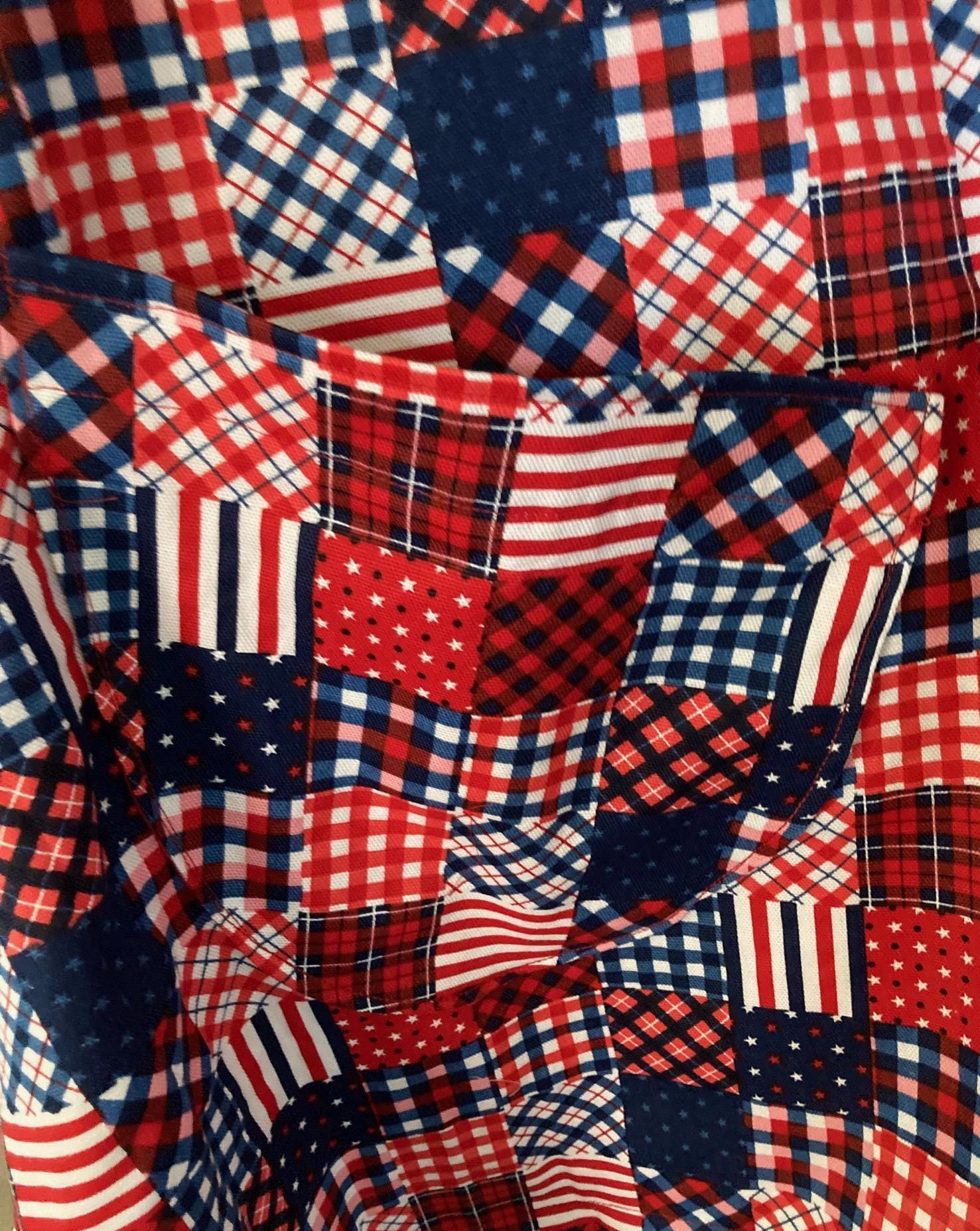 Red, White and Blue Reversible Cross Back Apron for Grilling on 4th of July